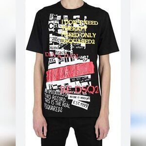Dsquared2 Men's Black Graphic T-Shirt Made In Italy Size Large Slimù- Like New